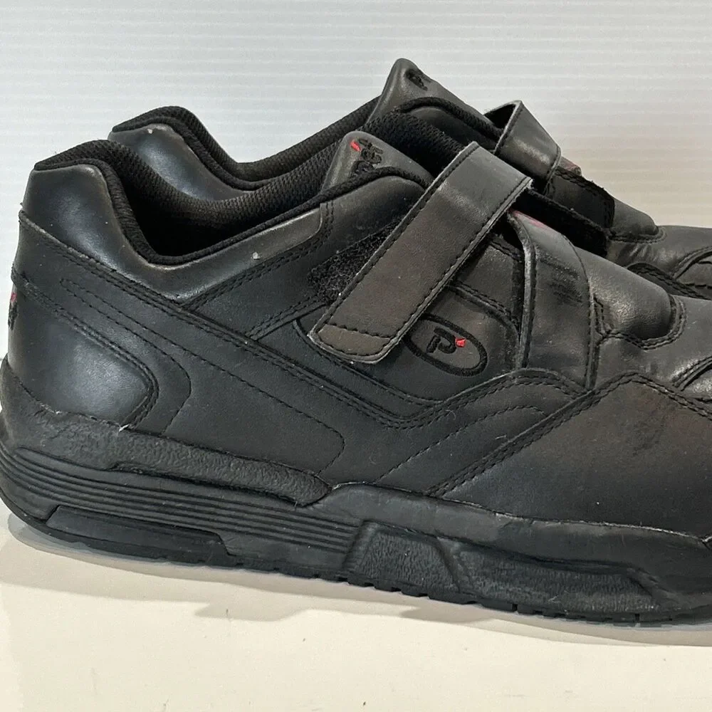Propet Ped Walker Men 11 5E Wide Strap Orthotic Shoes Black Leather Sneakers